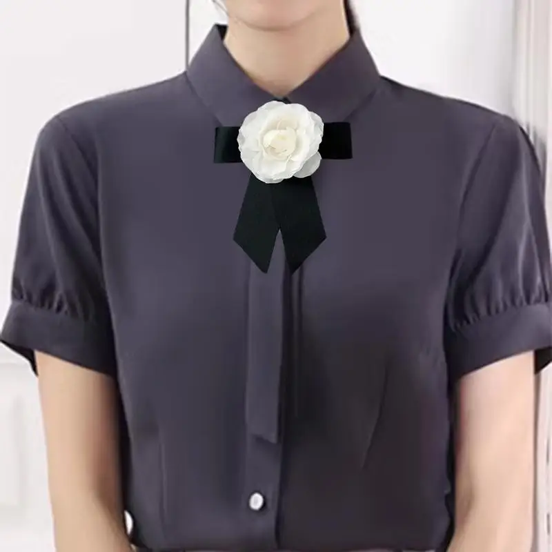 الرجعية كاميليا القوس طوق دبوس أنيق الأسود Bowknot بروش الحداد بروش المرأة قميص دعوى ربطة العنق مجوهرات اكسسوارات