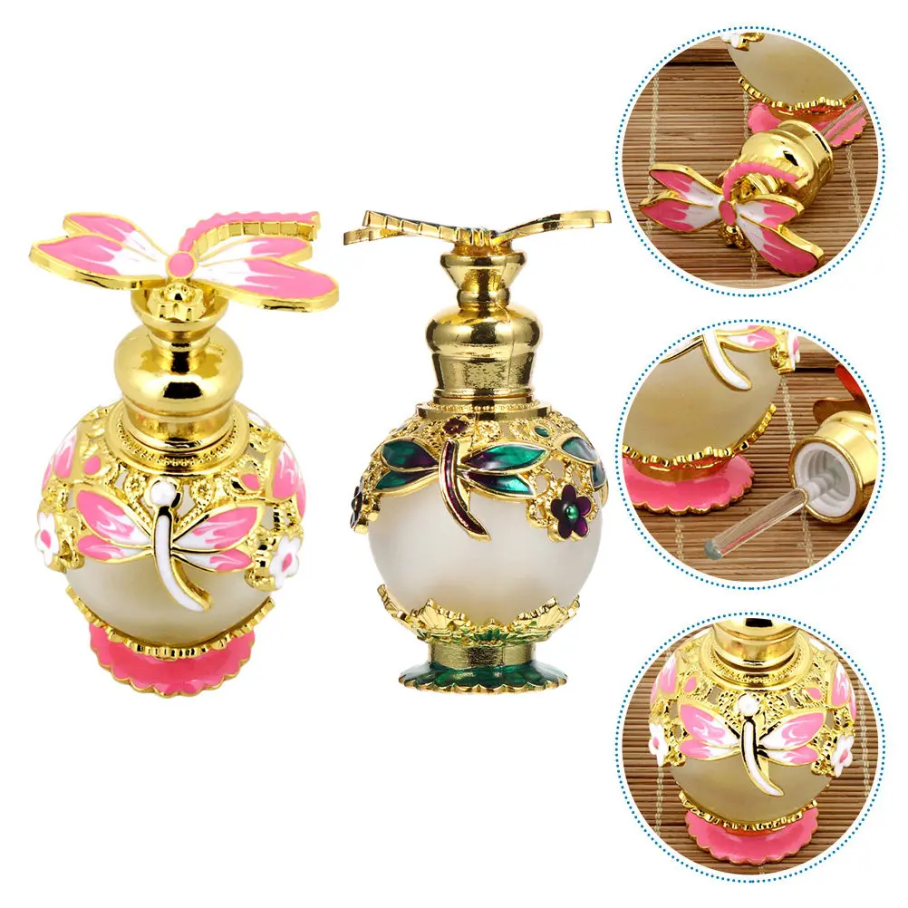 

2Pcs Essential Oil Perfume Bottles Exquisite Glass Sub Fragrance Vials Portable Aroma Containers for Travel Daily Use