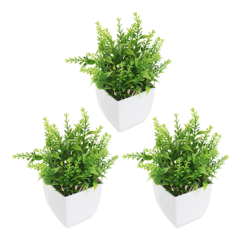 

3 Pcs Artificial Lavender Plants Faux Bonsai Tree Indoor Decor Simulated Flowerpot Safe PP Low Maintenance Greenery Office
