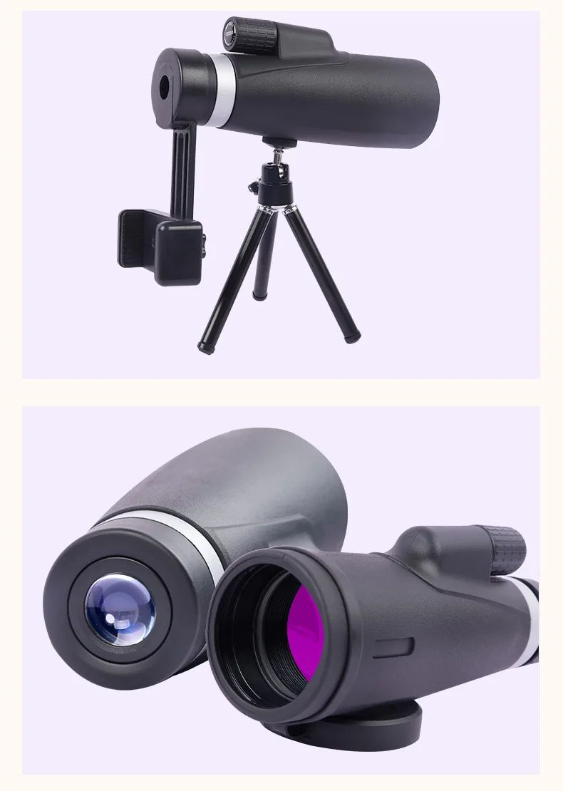 Factory 12x50 Monocular Ultra HD High Power Low Light Night Vision Outdoor Travel Wide Angle Glasses