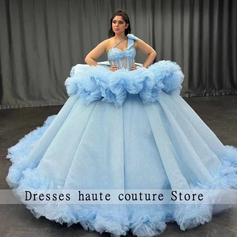 

Модное платье Quinceanera Vendanie для девочек, большой бант на одно плечо, кружевные аппликации, плиссированные платья De 15, Quinceanera по индивидуальному заказу