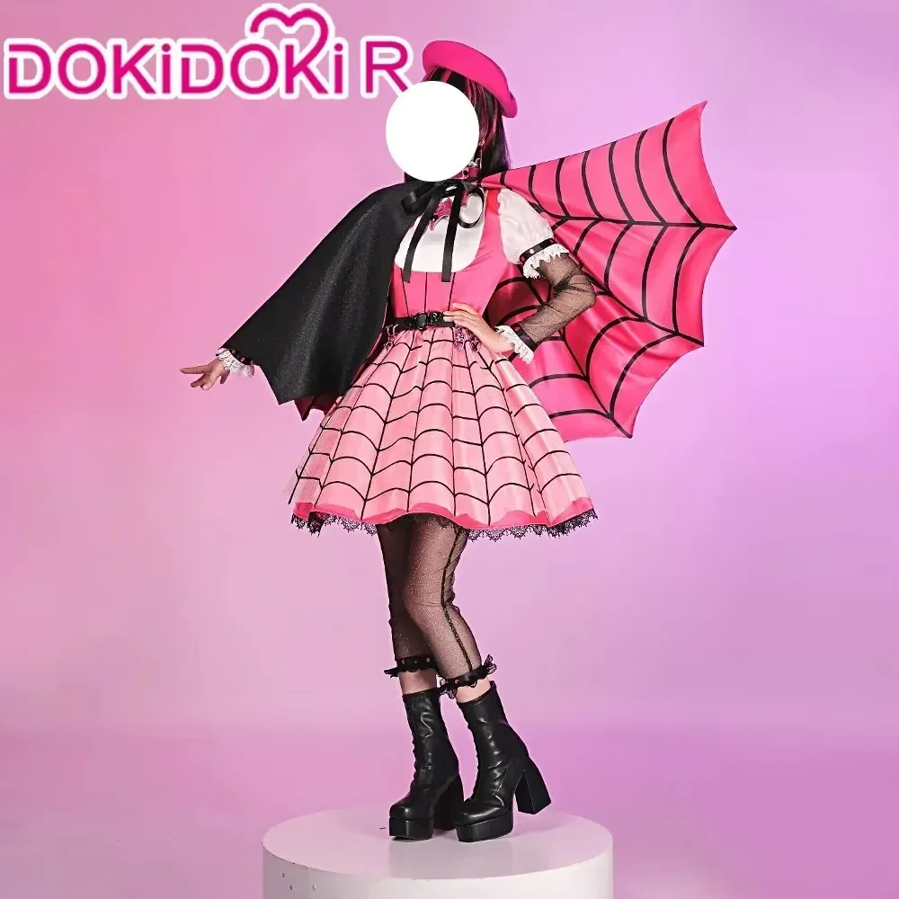 【Último Lote】Capa de Araña para Mujer, Disfraz de Halloween, DokiDoki-R, Capa Rosa de Vampiresa, Linda y Sexy