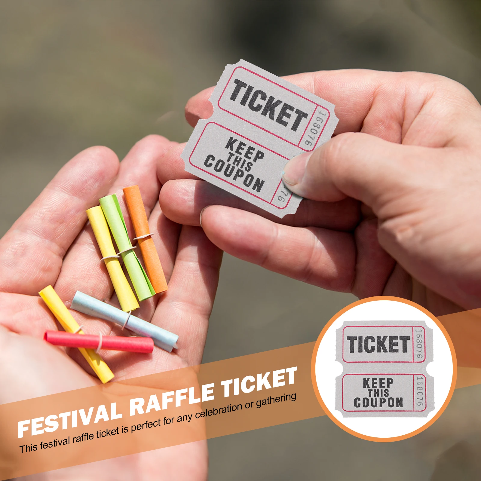 

100Pcs Festival Raffle Tickets Gray Game Party Tickets Event Draw Tickets Celebration Entry Labels