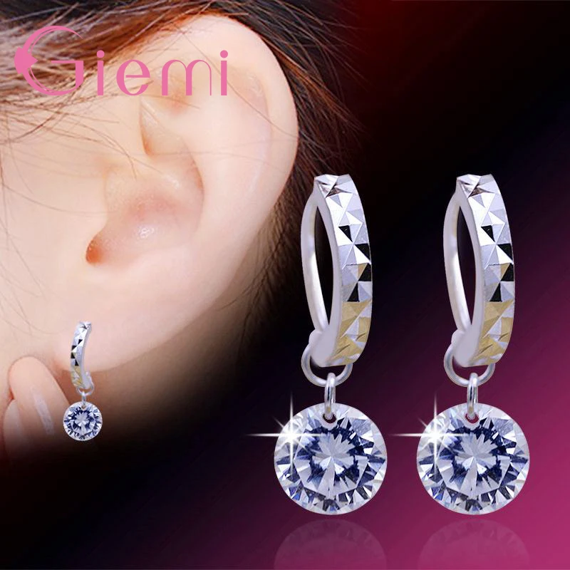 8 Colors Real 925 Sterling Silver High Quality Clear Cubic Zirconia Earrings Pendant For Women Crystal Jewelry Wholesale