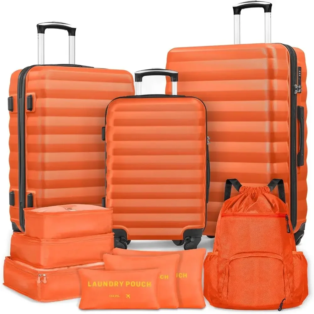 3-Piece Spinner Luggage Set with ABS Hard Case and Travel Accessories (20/24/28 inch)