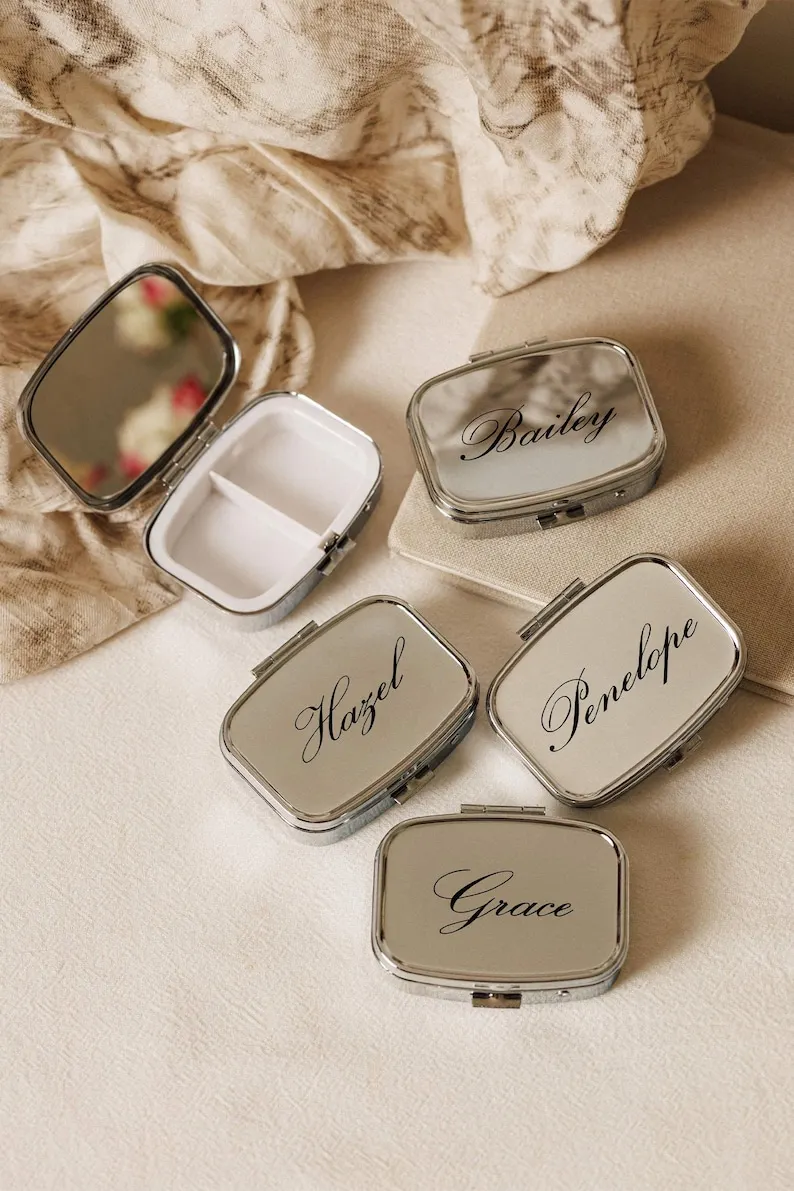 Customized Small Pill Box, Personalized Floral Pattern Double Compartment Pill Box, Travel Pill Box - You Can Add Your Name or Design