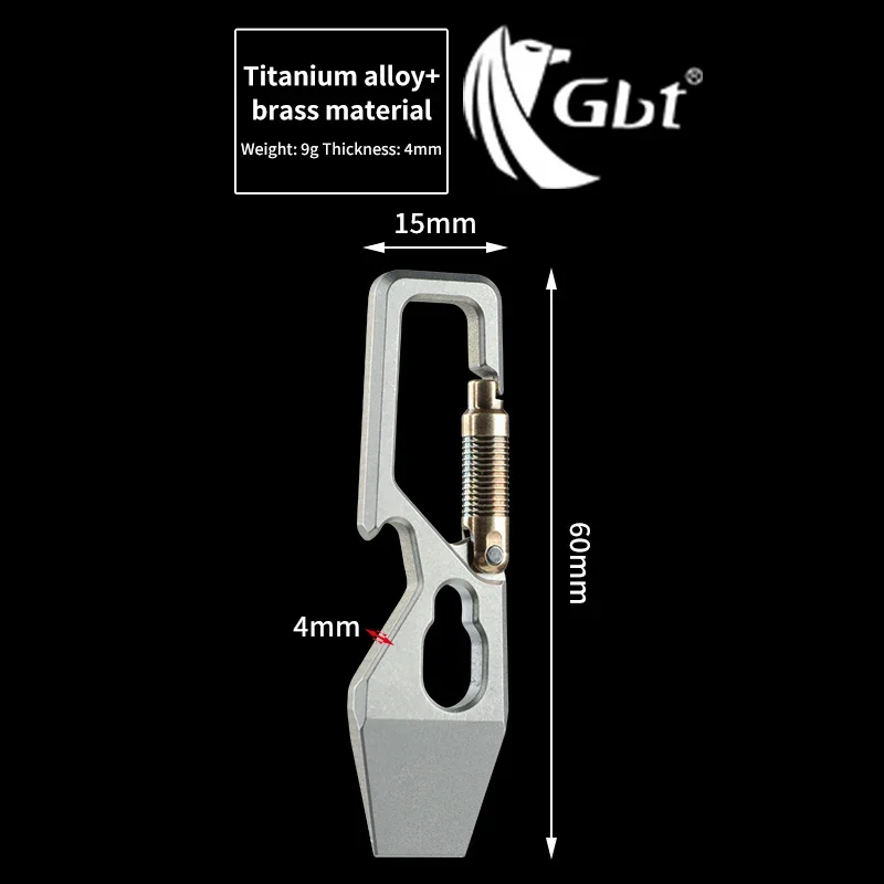 Mini titanium alloy keychain pendant, multifunctional, portable, unpacking and delivery tool with bottle opener