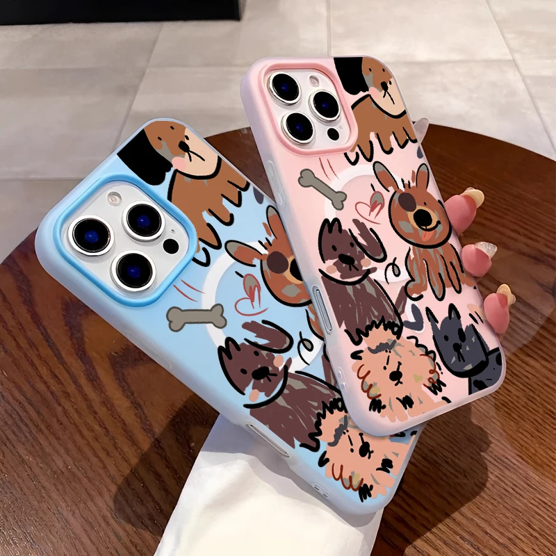 

Модный абстрактный художественный чехол для телефона с изображением манги, кошек и собак для iPhone 16, 15, 14, 13, 12, 11 ProMax, силиконовый противоударный чехол для телефона