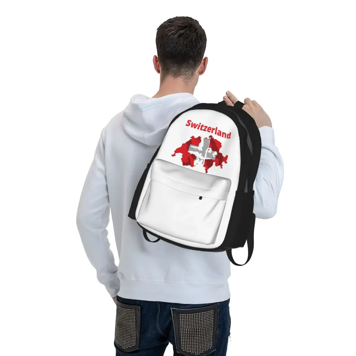 Swiss Switzerland Flag Backpack Student BookBag Kids School Bag Computer Shoulder Bags for Men Women