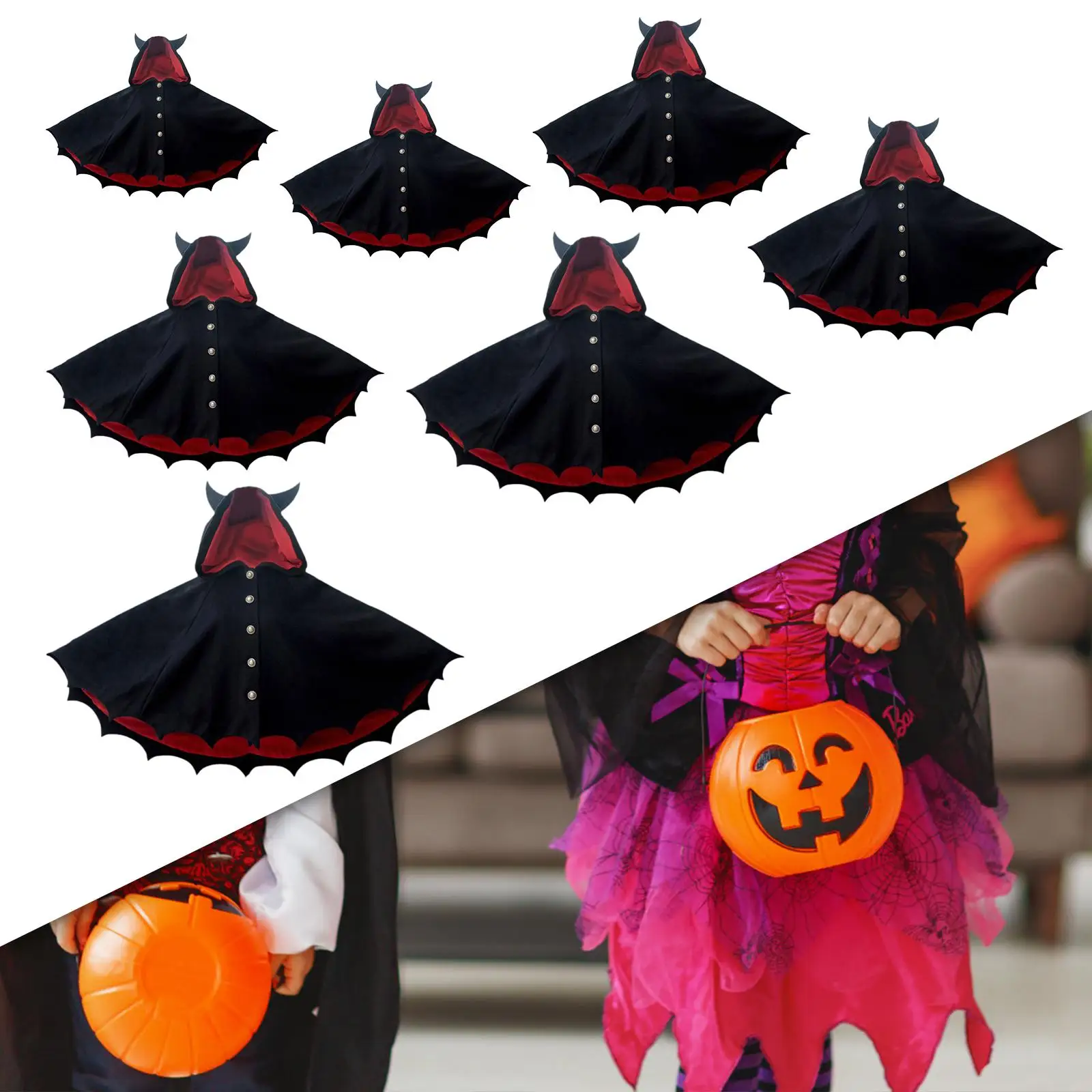 Halloween Hooded Cloak Hooded Cowl Cape Cloak for Kids Adults Boys Girls