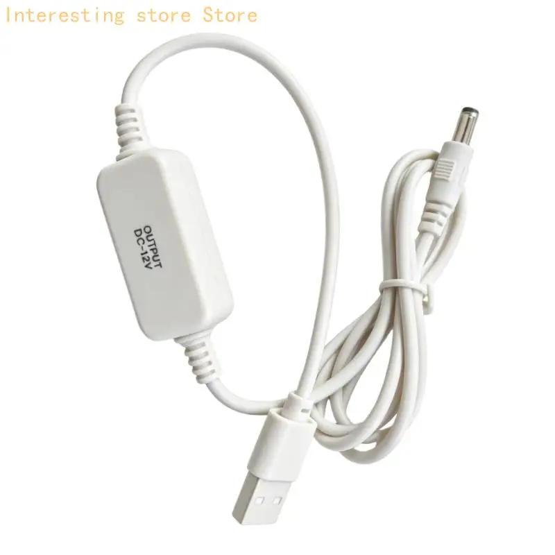 47.2Inch USB Stepping-Up Power Cable, 5V Input to DC12V Barrels Output with PVC Coating for Networking Devices Power Backup 55KC