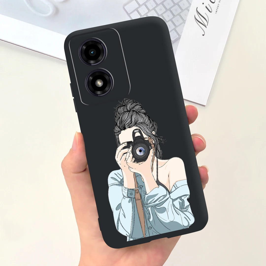 For Motorola Moto G04 Case Case Pretty Girls Sunflower Painted Cover Soft TPU Phone Case For Motorola G04s MotoG04 MotoG04s Bags