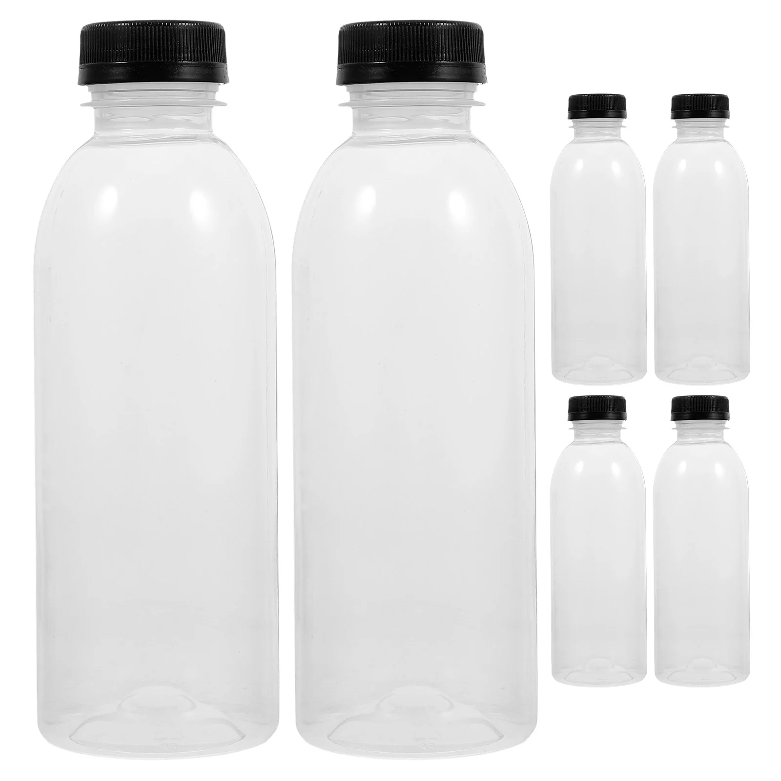 6 PCS Circle Water Bottle Storage Jars Clear PET Plastic Juice Bottles Eco Friendly Empty Containers Ideal for Water Juice PET