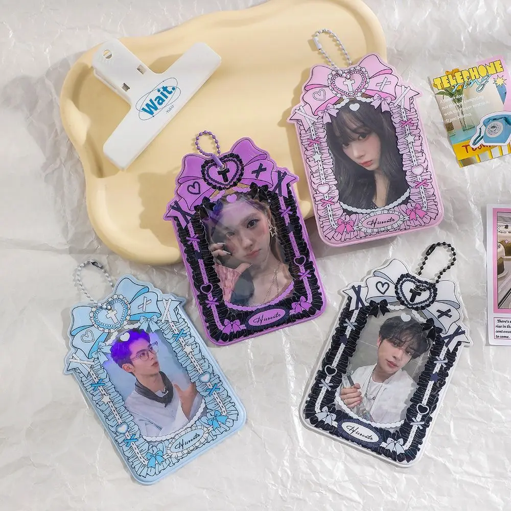 Korean Butterfly Y2k Photocard Holder Hanging Keyring Card Protector Sleeve Transparent INS Photo Card Cover Bus ID Card