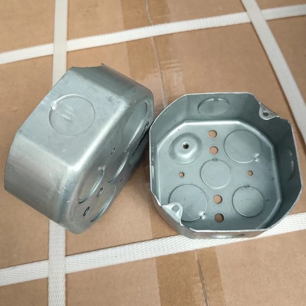 4 Inch Galvanized Stretch Metal Octagonal Junction Box Indoor Outdoor Circuit Wiring Connection Mounting Maintenance Hardware