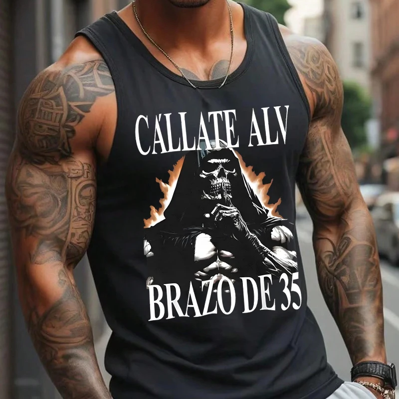 Cool Skeleton Calacas Chidas Gym Print Tank Top For Men Summer Cotton Tank Tops Fashion Casual Sleeveless T-shirt Vest Male Tops