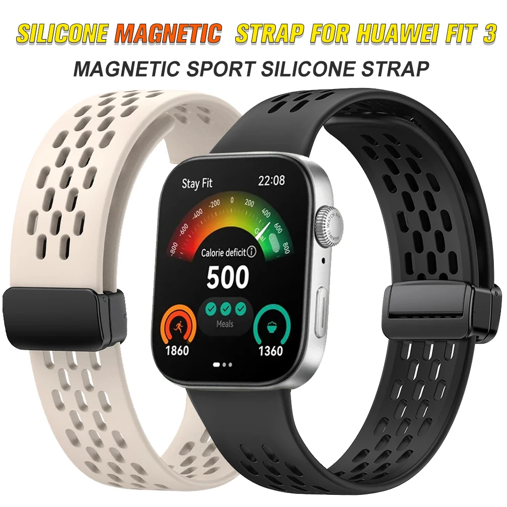 

Magnetic Buckle Soft Silicone Band For Huawei Watch Fit 3 Strap Smart Watch Bracelet For HUAWEI Fit3 Sports Wristband Watchband