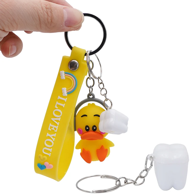 10/20pcs Tooth Shape Milk Teeth Box Plastic Keychain Kids Teeth Storage Case Organizer Child's Tooth Souvenir Save Container