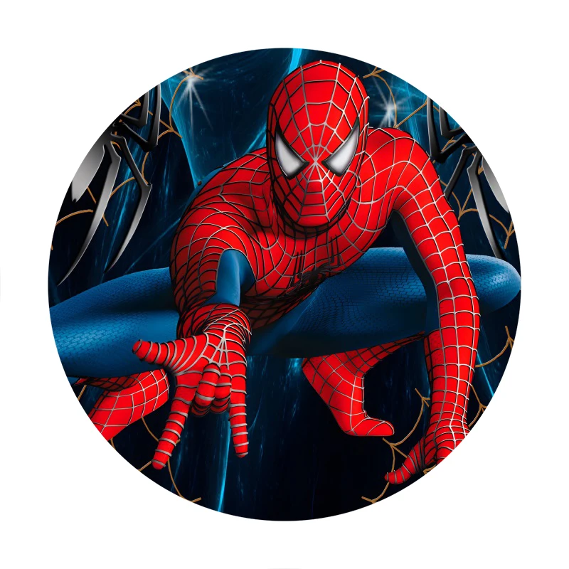 Fondo de círculo elástico de Spider-Man Hero para fotografía, telón de fondo para fiesta de cumpleaños, Baby Shower, decoración para sesión de fotos