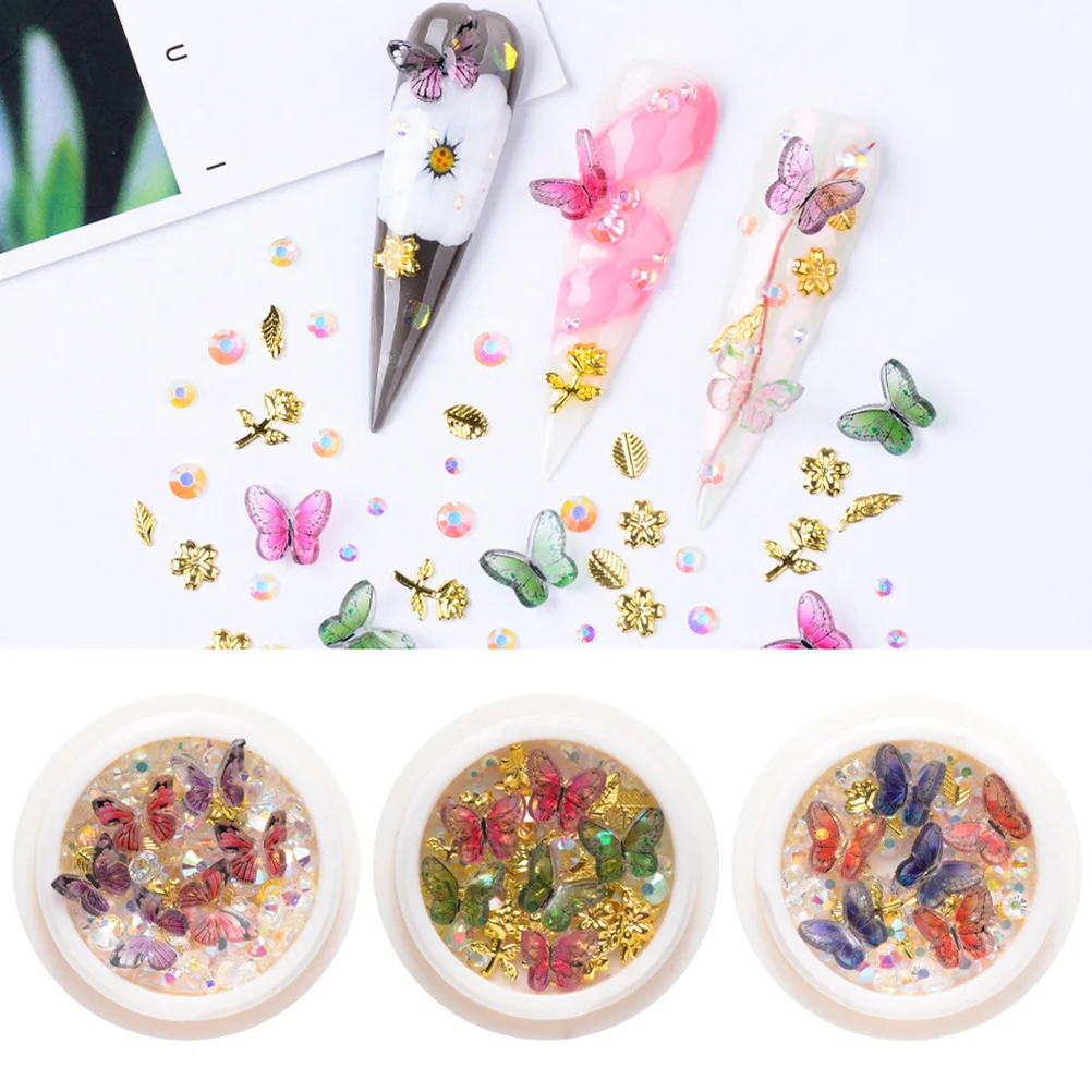 

6 Boxes Assorted Nail Art Rhinestones Charms Decorative DIY Manicure Stickers Elegant Nail Beauty DIY Accessories Set