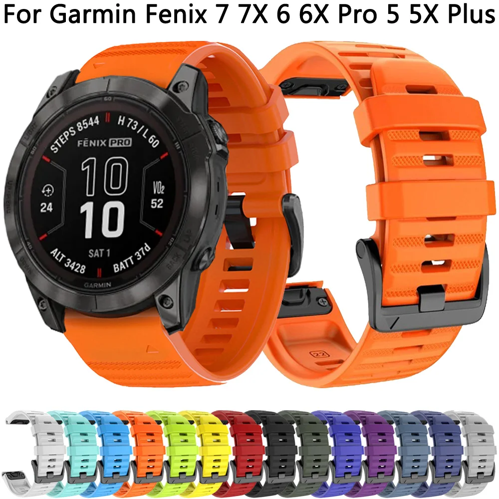 Silicone Strap 22mm/26mm For Garmin Fenix 7 7X 6X 6 Pro 5X 5 Plus 3 3HR 955 Watch Band Enduro Epix Gen 2 Mk2i Wristband Bracelet