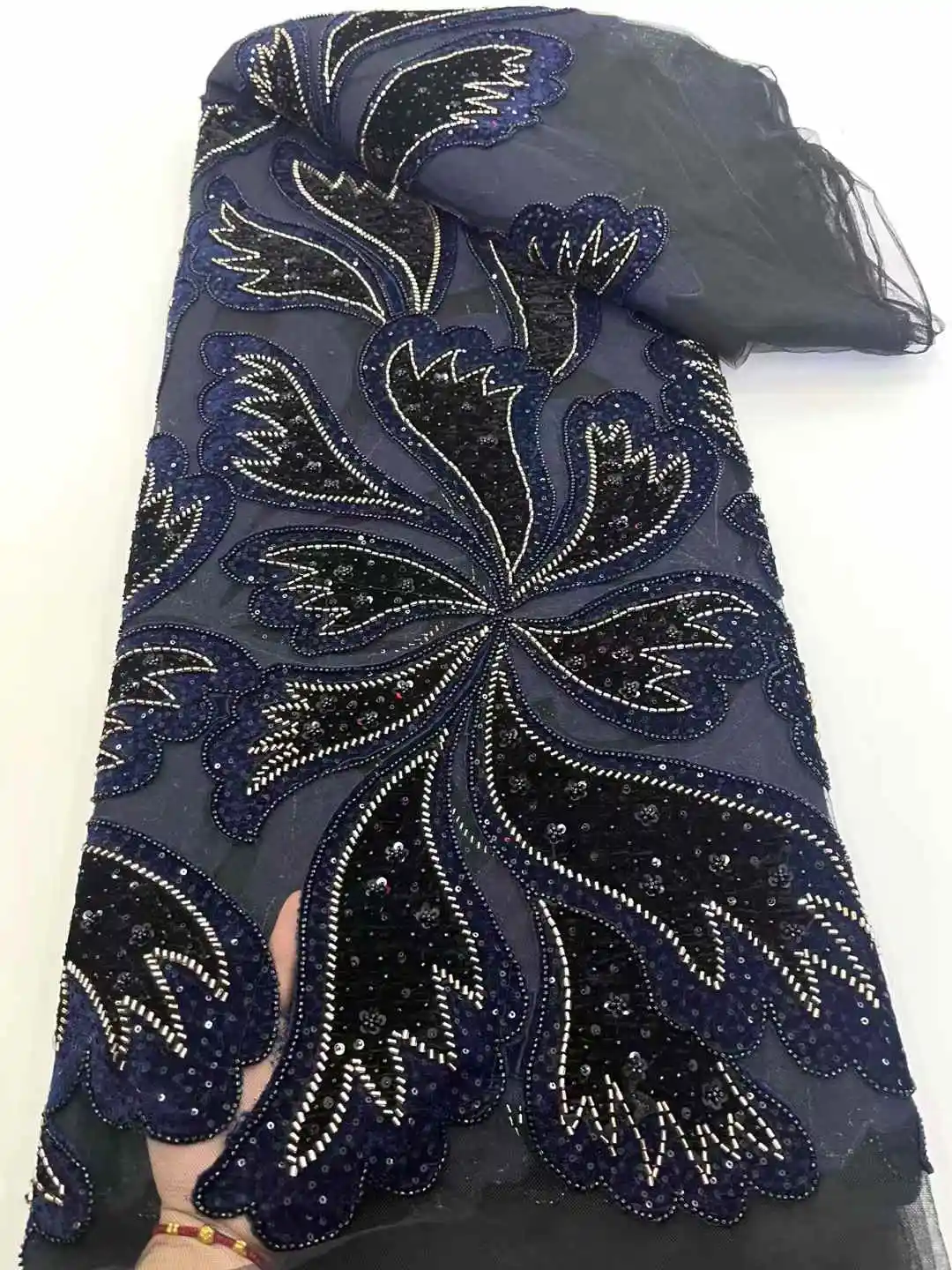 2025 новейшая французская кружевная ткань с бисером, высококачественная африканская сетчатая кружевная ткань с блестками для вечерних платьев