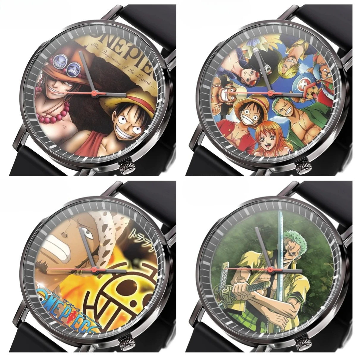Montre One Piece Luffy, figurine d'action Anime, Ace le Poing de Feu, montre analogique à quartz pour homme, garçon, fille, cadeau