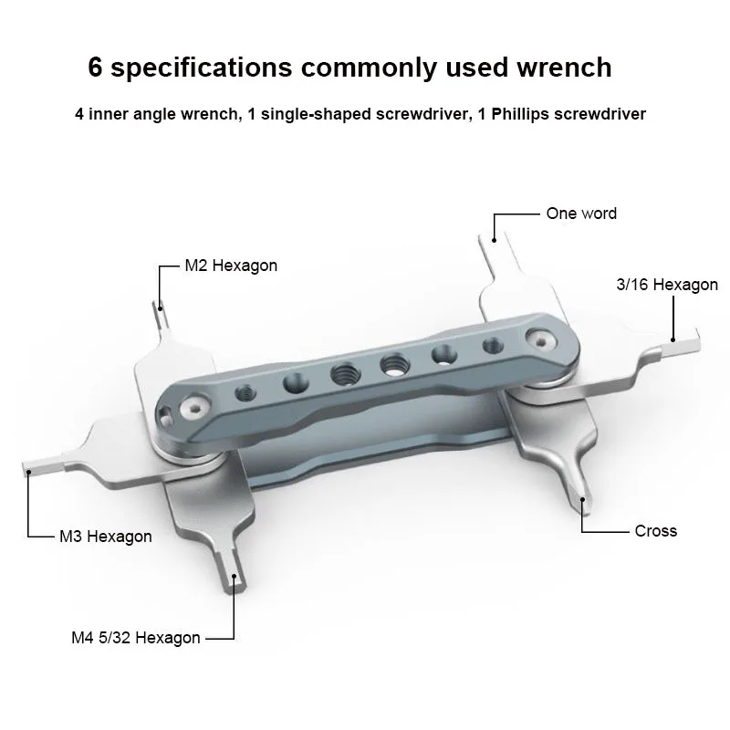 PyroGraphy Multi-functional Wrench Set M2/M3/M4/3/16 Cross-Type One Word 6-in-1 Hex Spanner Tool Kit Side M4 M5 1/4"Thread Holes