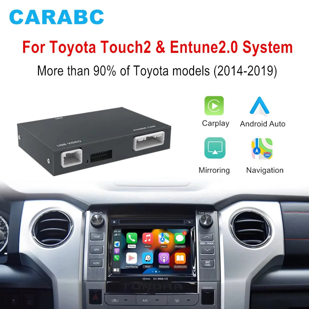 CARABC Wireless Carplay Android Auto Airplay GPS For TOYOTA Highlander RAV4 Tundra Sienna Prius Yaris Camry CHR