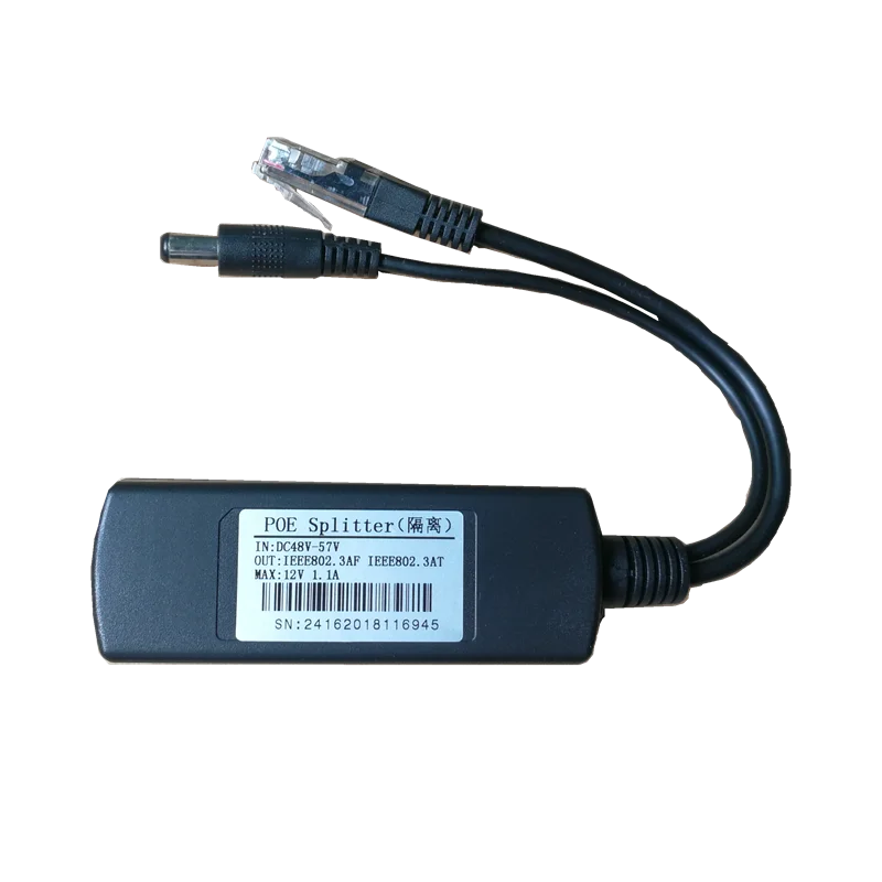 มาตรฐาน POE Splitter แหล่งจ่ายไฟโมดูล48V 52V To 5V 9V 12V 18V 24V Gigabit POE Splitter