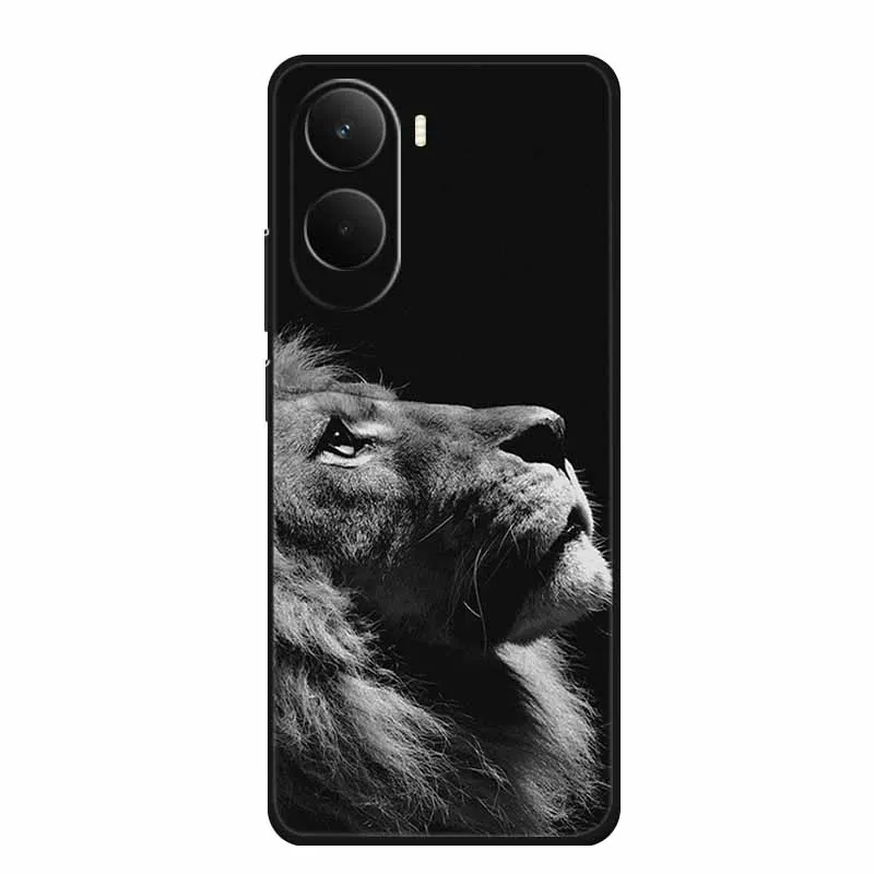 Casing Xiaomi Poco M7 4G 6.9" Serigala Singa Harimau Hitam Silikon Lembut untuk Xiaomi Poco M7 Penutup Belakang M 7 Coque Capa
