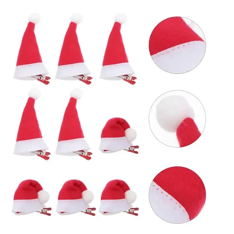 5/1Pcs Christmas Hair Clips Santa Hat Hair Grips Barrettes Hairpins with Alligator Clip Red Mini Hat Party Hair Accessories