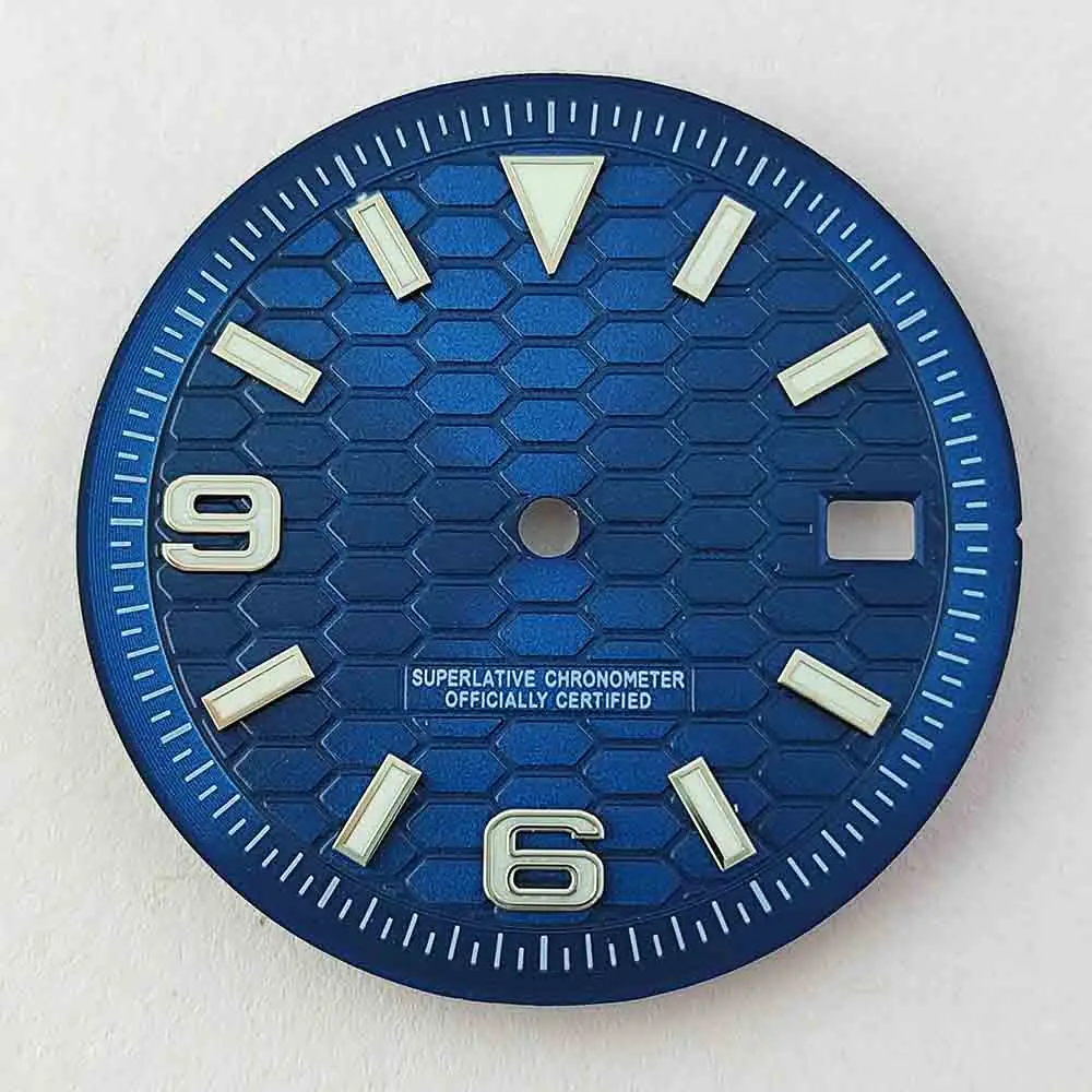 قرص NH35 جديد مقاس 31 مم قرص مضيء باللون الأزرق والأخضر مناسب لملحقات استبدال قرص ساعة الحركة NH35