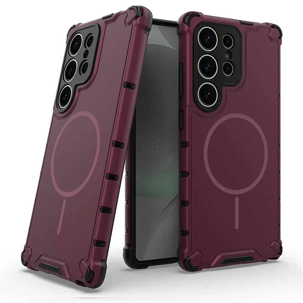 Anti-slip Bumper Armor Magnetische Telefoon Case Voor Samsung S24 S25 S26 Plus S23 Ultra A56 A55 A54 A35 a34 A25 A15 Voor Magsafe Cover