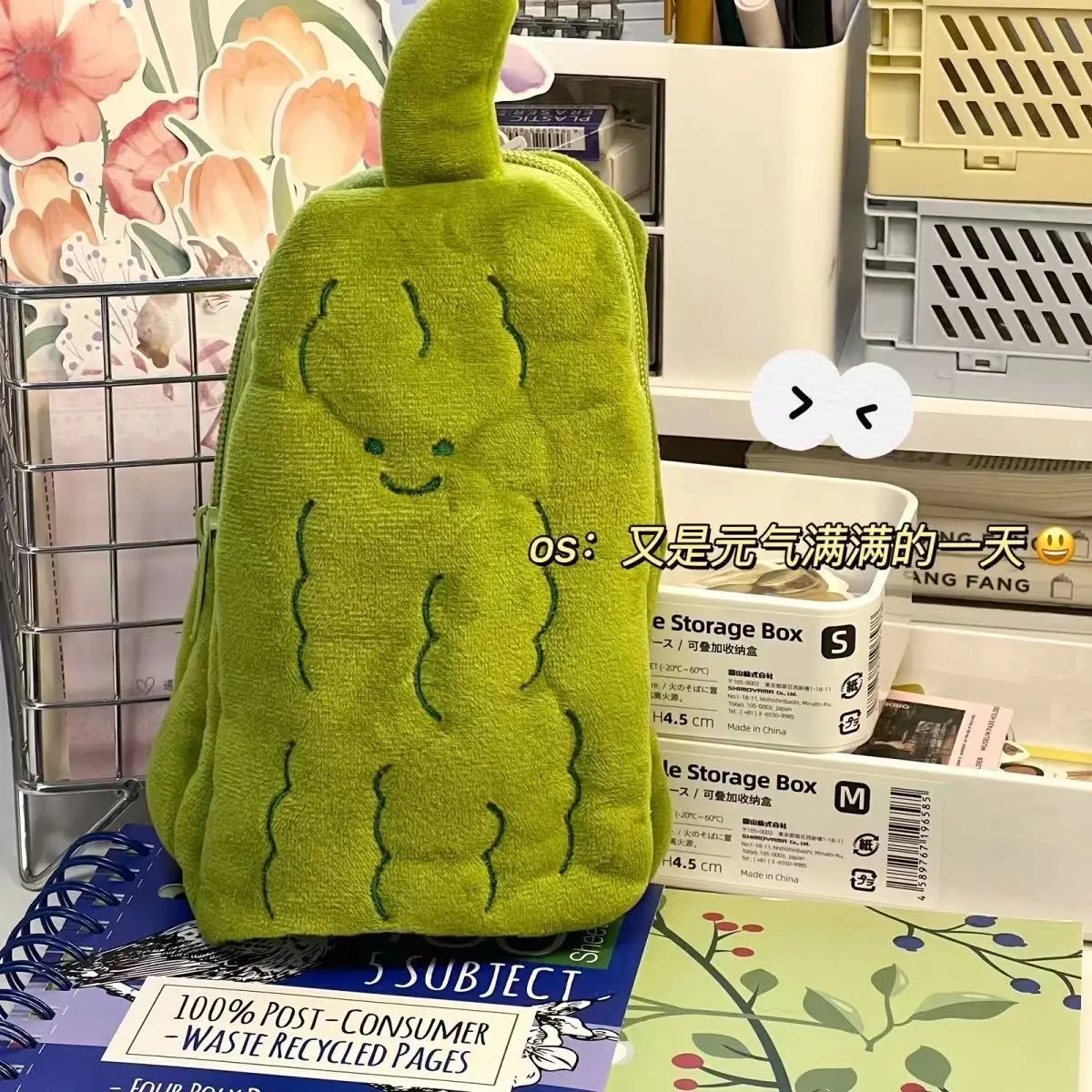 Bittere Melonenförmiges Federmäppchen, Organizer-Tasche für Studenten-Briefpapier, niedliche Aufbewahrungstasche für Schreibwaren mit großem Fassungsvermögen, Schulbedarf