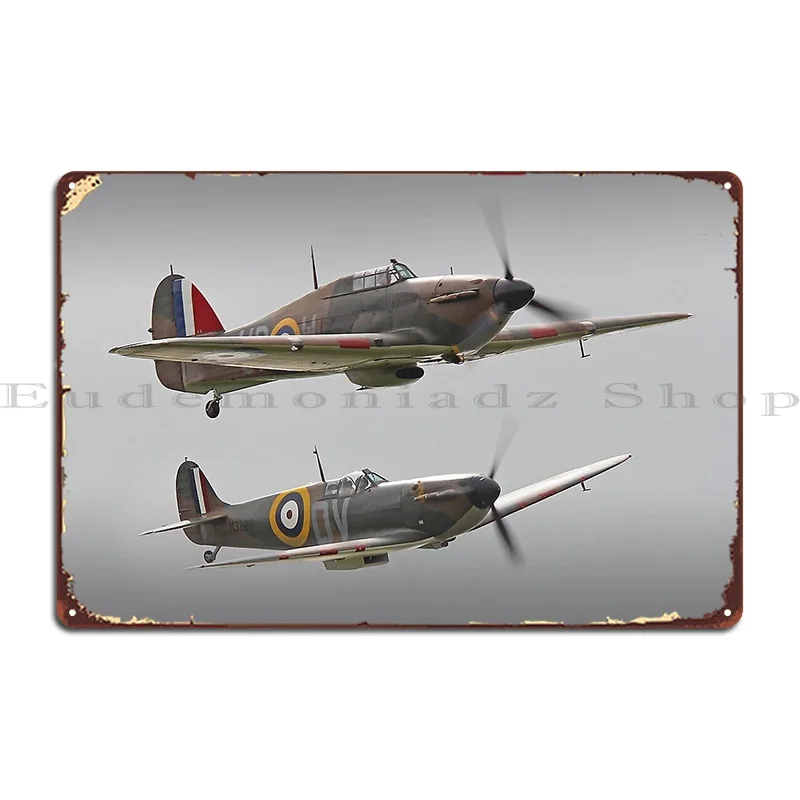 Hurricane And Spitfire Battle Of Britain Metal Plaque Poster Wall Custom Customize Printing Sign Personalized Tin Sign Poster