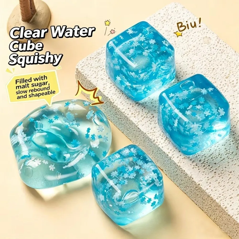 

Translucent Blue Squishy Ice Cube Toy Snowflake Design Soft Squeeze Stress Relief Ball Washable Sensory Decompression Ice Cube