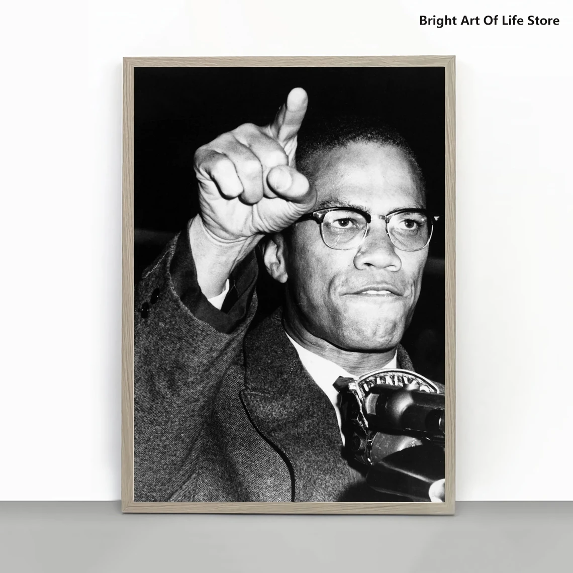 Malcom X Iconic Poster, High Quality Print, Vintage Photography Picture, civil rights Home Décor Wall Art Fashion Monochrome