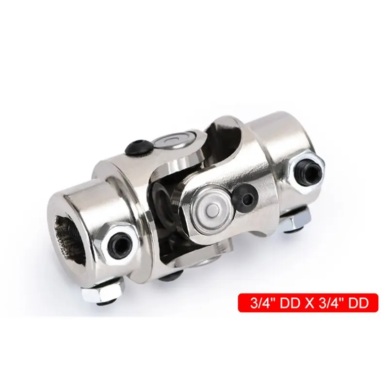 UISN 2Pc 3/4 DD X 3/4 Inchdd Nickel Plating Single Steering Shaft Universal U Joint 83Mm (3-1/4 Inch) Working Angle 35°Degree