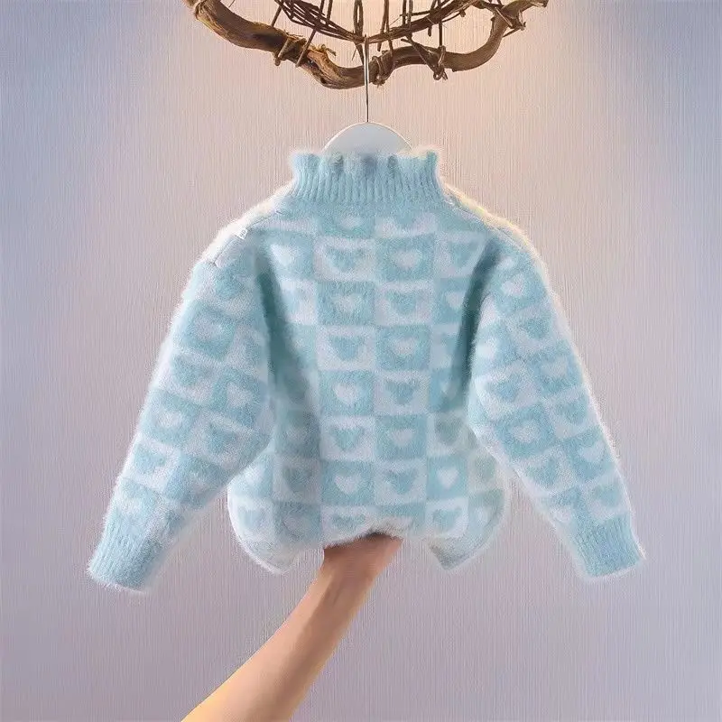 1-8 Years Girls\' Sweater Autumn And Winter New Fashion Warm Children\'s Sweater Cute Baby Jumper Kids Knitted Base Shirt