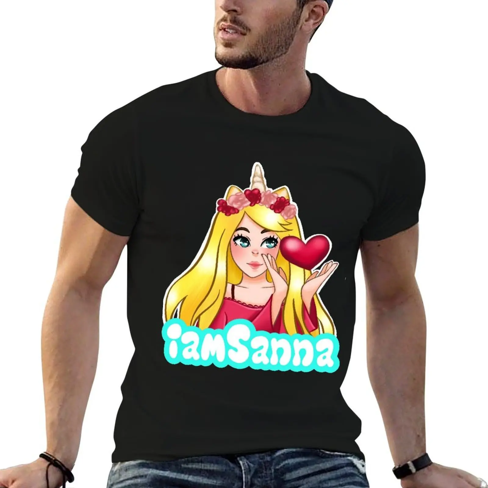 

iamSanna Loves Unicorns Pink T-Shirt anime tshirt cotton t shirts man 100% t shirt man casual T-shirt