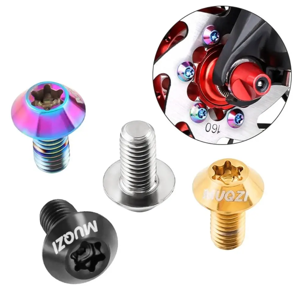 

6pcs Titanium Bike Disc Brake Rotor Bolts M5 X 10mm T25 Torx Disc Brake Rotor Fixing Bolts Ultralight Fixing Screws