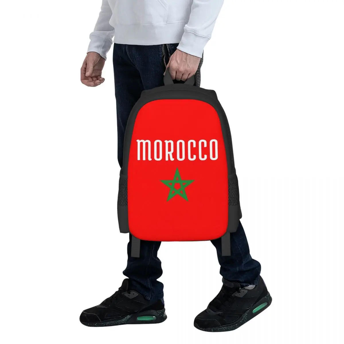 Flag Of Morocco Moroccan Flag Student Backpack School Bag Hiking Travel Daypack for Boys Girls Fashion Bookbag Shoulder Bags