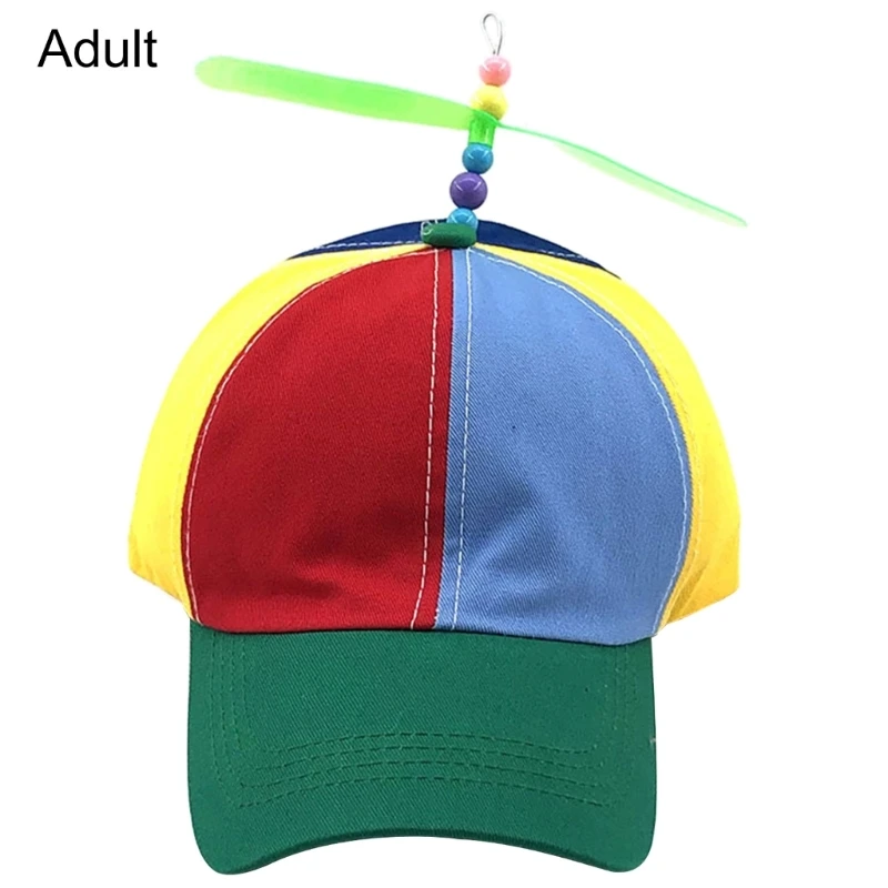 Rainbow Color Baseball Hat with Detachable Propeller Funny Headwear Sun Hat Baseball Hat for Birthday Party Adult Hat