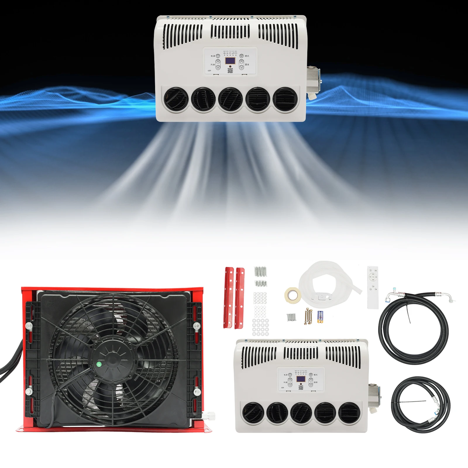 11000 وحدة حرارية بريطانية 400-600 واط العالمي تكييف الهواء آلة خارجية شاحنة الكابينة مكيف الهواء سبليت التيار المتناوب يناسب شبه الشاحنات حافلة RV قافلة #3