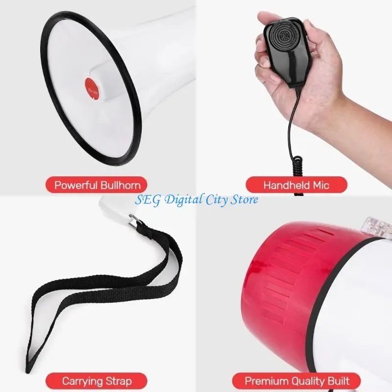U75B 50W Power Megaphone Bullhorn Bluetooth-compatible And Rechargeable For Outdoor