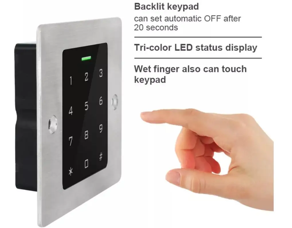 Metal Waterproof Access Control Keypad RFID Card 125Khz Embedded RFID touch Keyboard controller Outdoor Smart Lock Opener