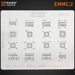 AMAOE BGA Reballing Stencil EMMC 2 for Android Hard Disk EMMC EMCP UFS Phone Nand Reballing Repair Tools