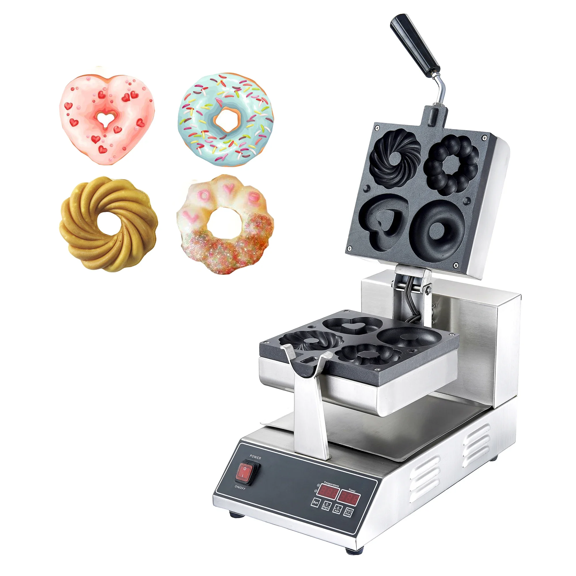 Commercial Coffee Shop Four Kind Shape Donut Maker Snack Machine for Sale