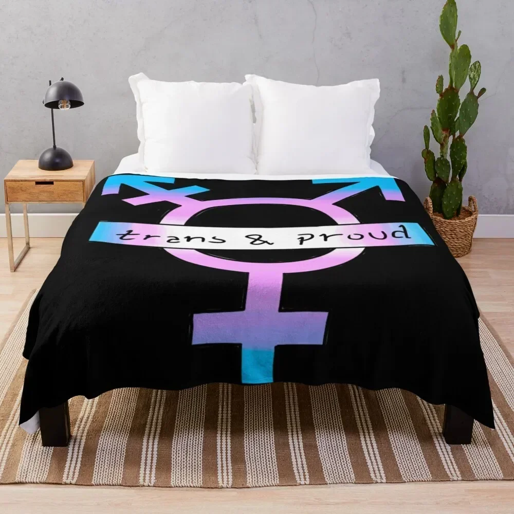 

Trans and Proud Transgender Symbol Throw Blanket All Weather Soft Throw Blanket for Sofa